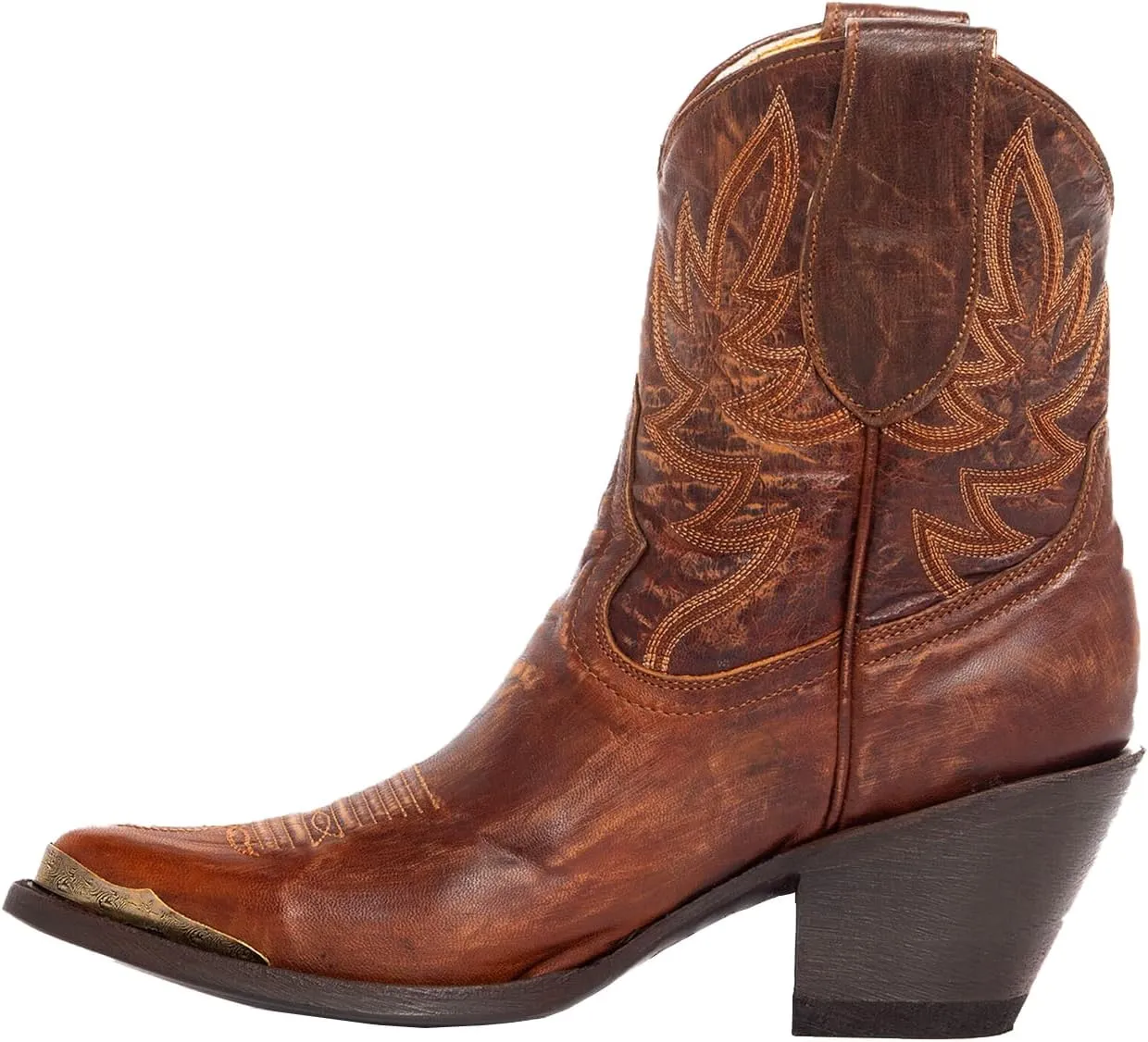 Women's Western Cowboy Ankle Boots Short Cowgirl Boots with Classic Embroidered Slip On Pointed Toe Chunky Country Booties
