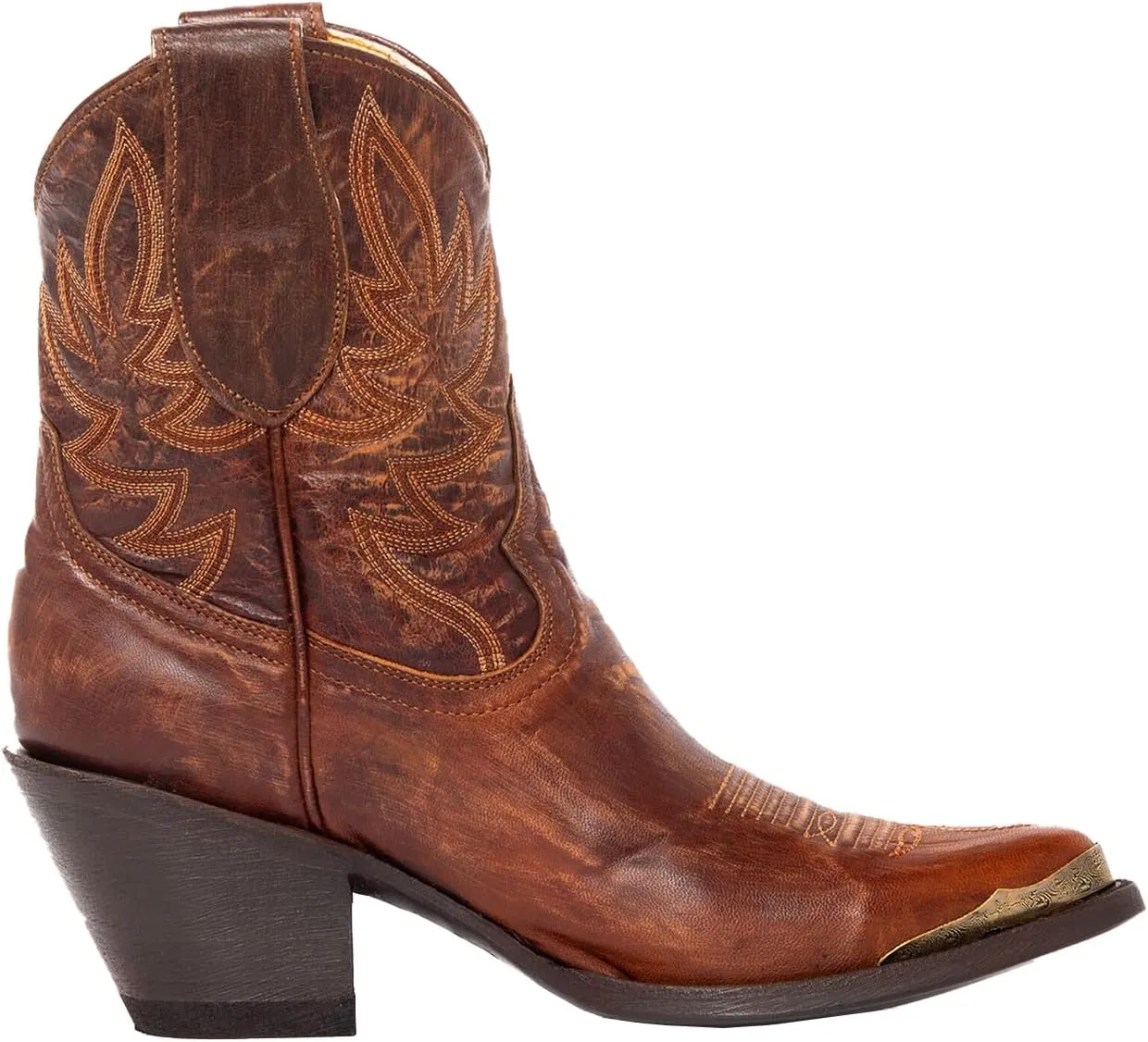Women's Western Cowboy Ankle Boots Short Cowgirl Boots with Classic Embroidered Slip On Pointed Toe Chunky Country Booties
