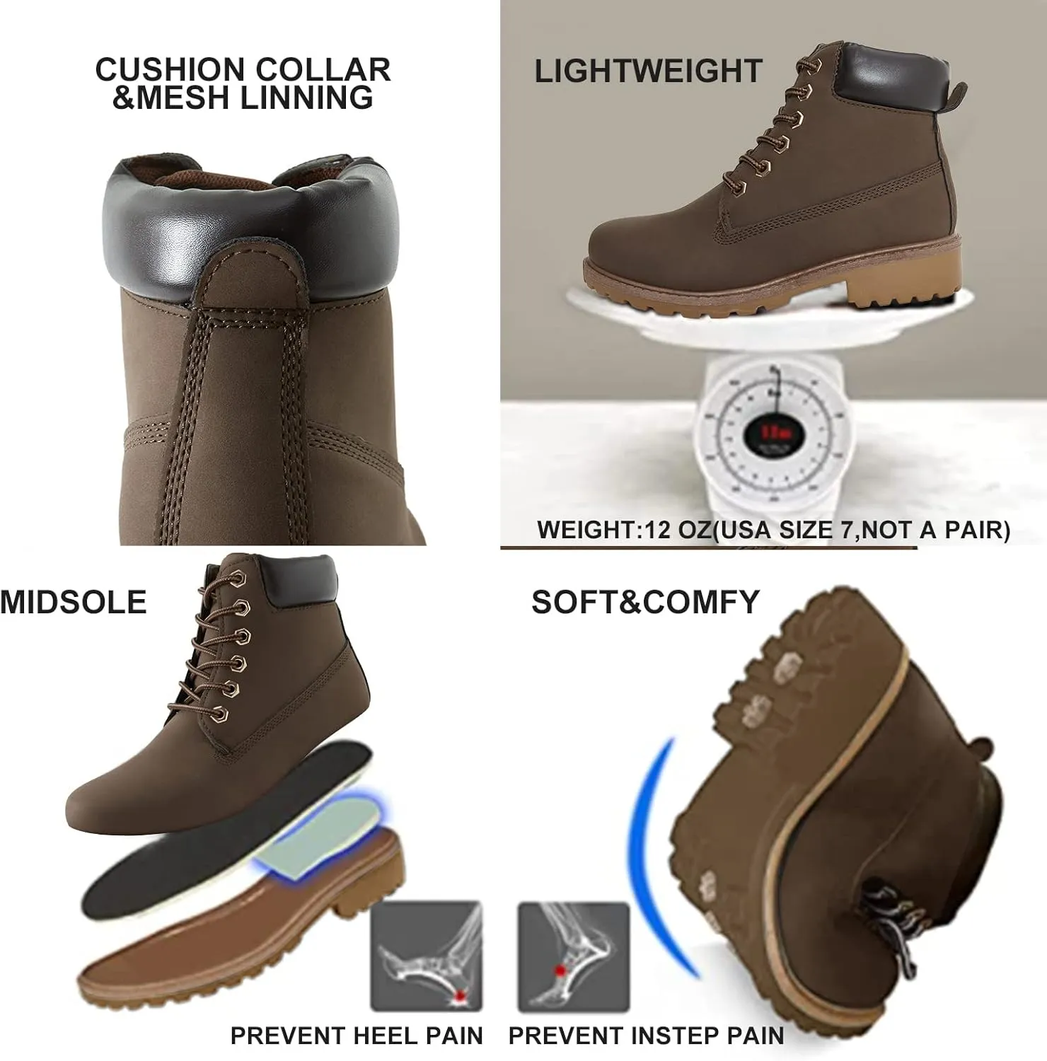 Women's Work Boots Hiking - Waterproof Outdoor Construction Motorcycle Combat