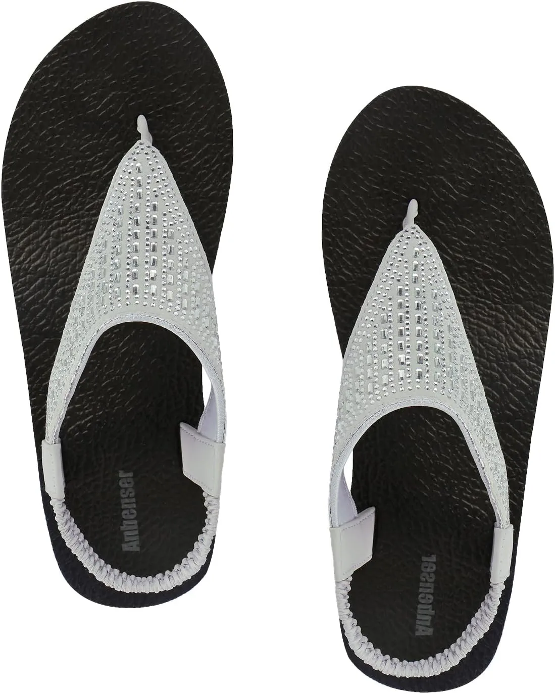 Women's Yoga Mat Flat Sling Sandals Slingback Rhinestone Flip Flops Sandal