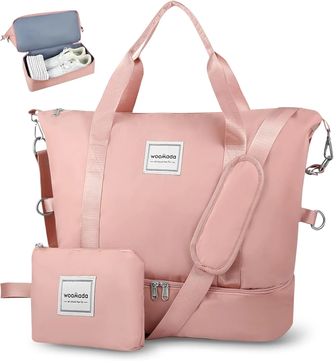 WOOMADA Weekender Bag for Women, Travel Duffel Bags with Shoe Compartment & Wet Pocket, Personal Item Bag for Airlines