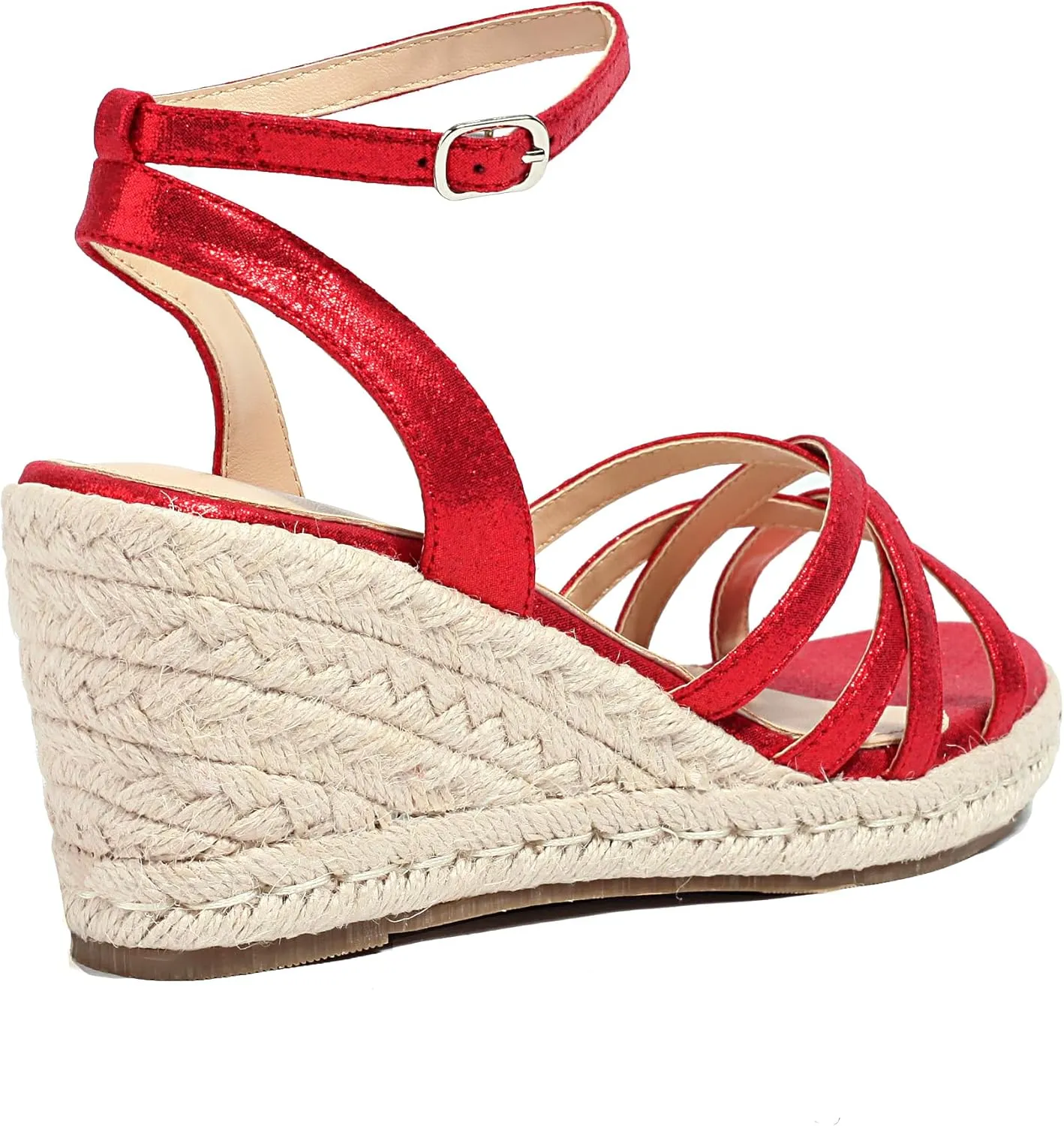 XIEDA Women's Open Toe Platform Strappy Espadrilles Wedges 3 Inch for Vacation Beach Dressy Comfortable Summer Wedge Sandals