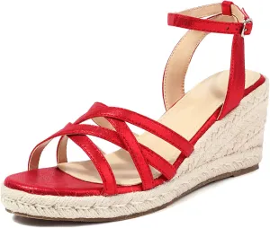 XIEDA Women's Open Toe Platform Strappy Espadrilles Wedges 3 Inch for Vacation Beach Dressy Comfortable Summer Wedge Sandals