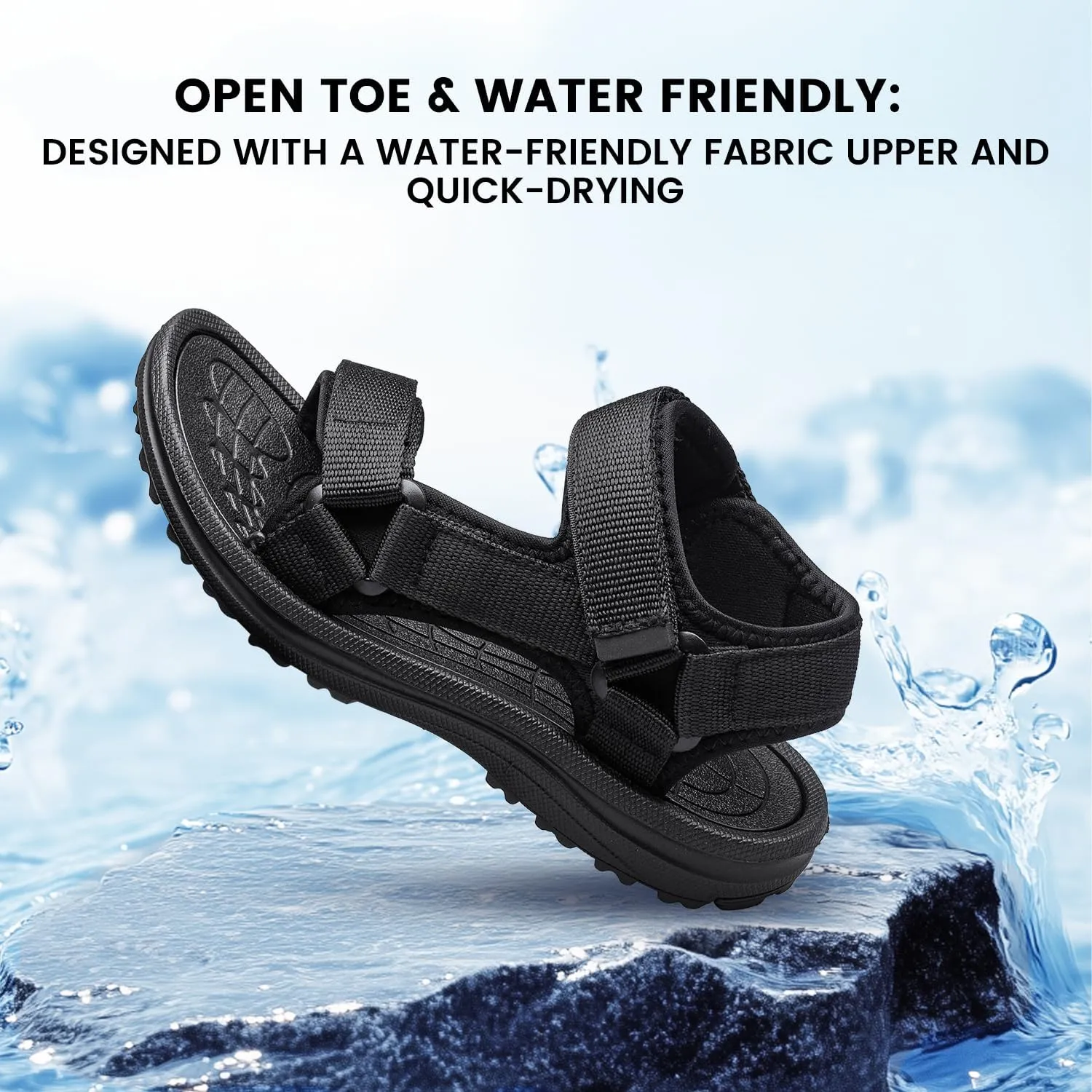 YHOON Boys Girls Sandals Adjustable Double Strap Open-Toe Athletic Lightweight Unisex Child Sport Sandals Summer Outdoor(Toddler/Little Kid/Big Kid)