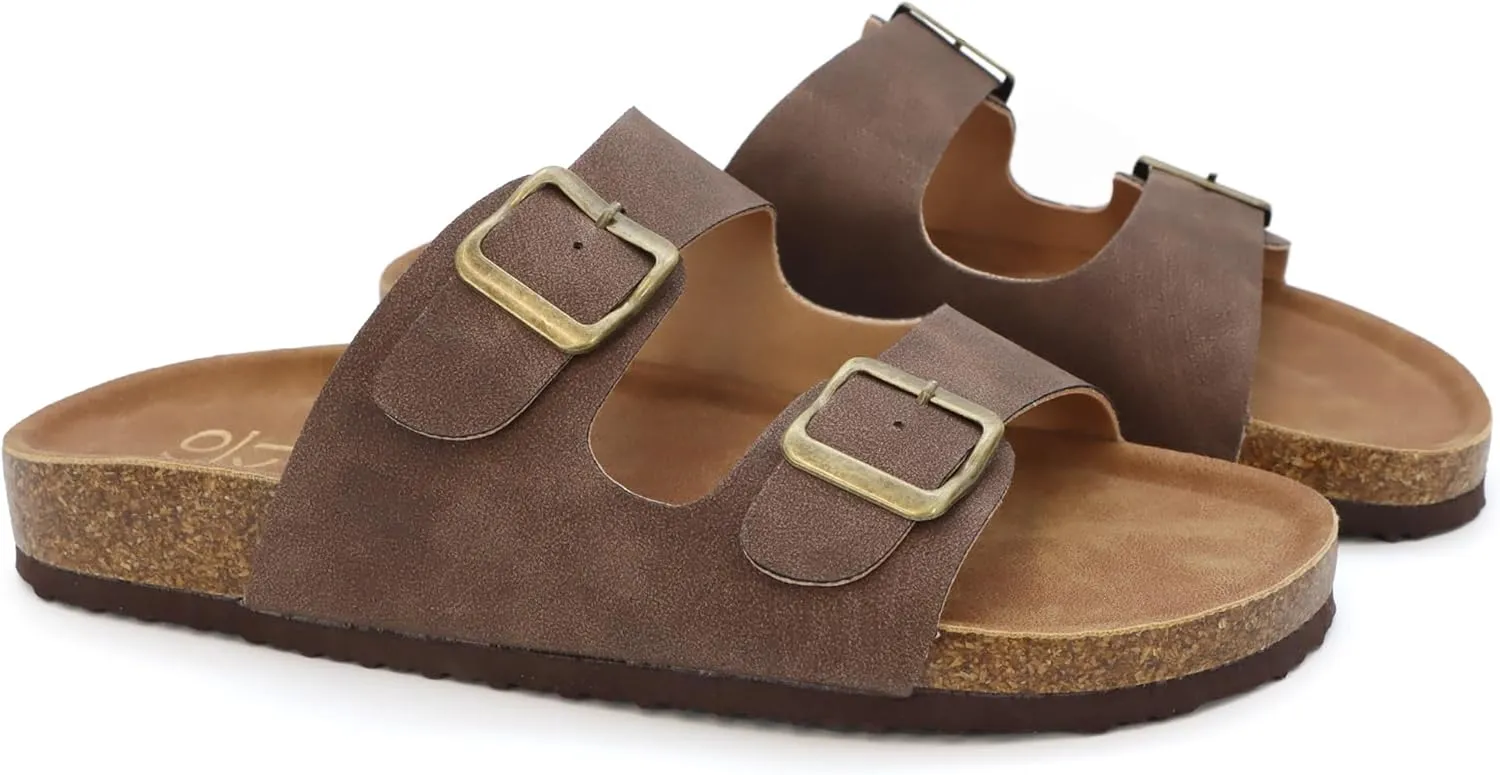 YOKI GIAN-91 Women's Slide Sandals with Adjustable Double Buckle, Flat Sandals for Women, Summer Sandals