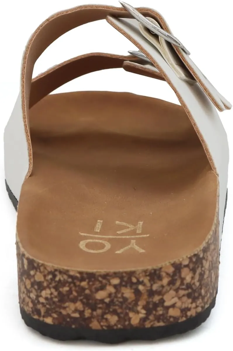 YOKI GIENNA-48Y Girls Sandals with Adjustable Double Buckles, Cushioned Cork Flats, Girls Summer Sandals