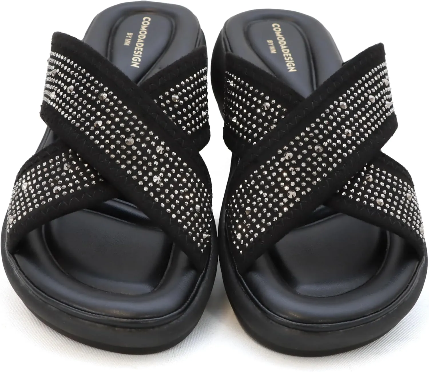 YOKI NOMI-05 Women’s Wedge Sandals with Rhinestone Straps, Women’s Sandals Comfortable Dressy