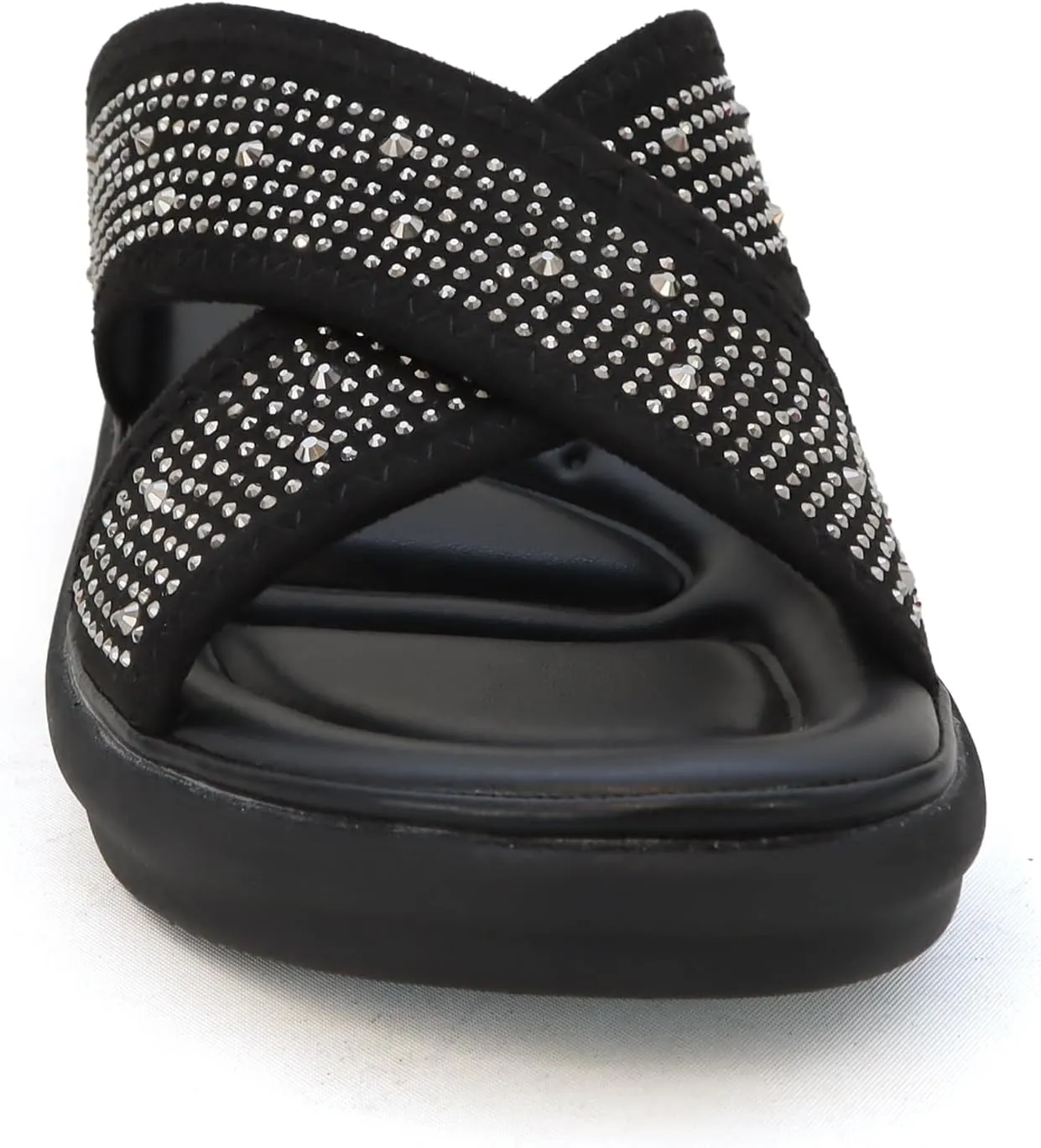 YOKI NOMI-05 Women’s Wedge Sandals with Rhinestone Straps, Women’s Sandals Comfortable Dressy