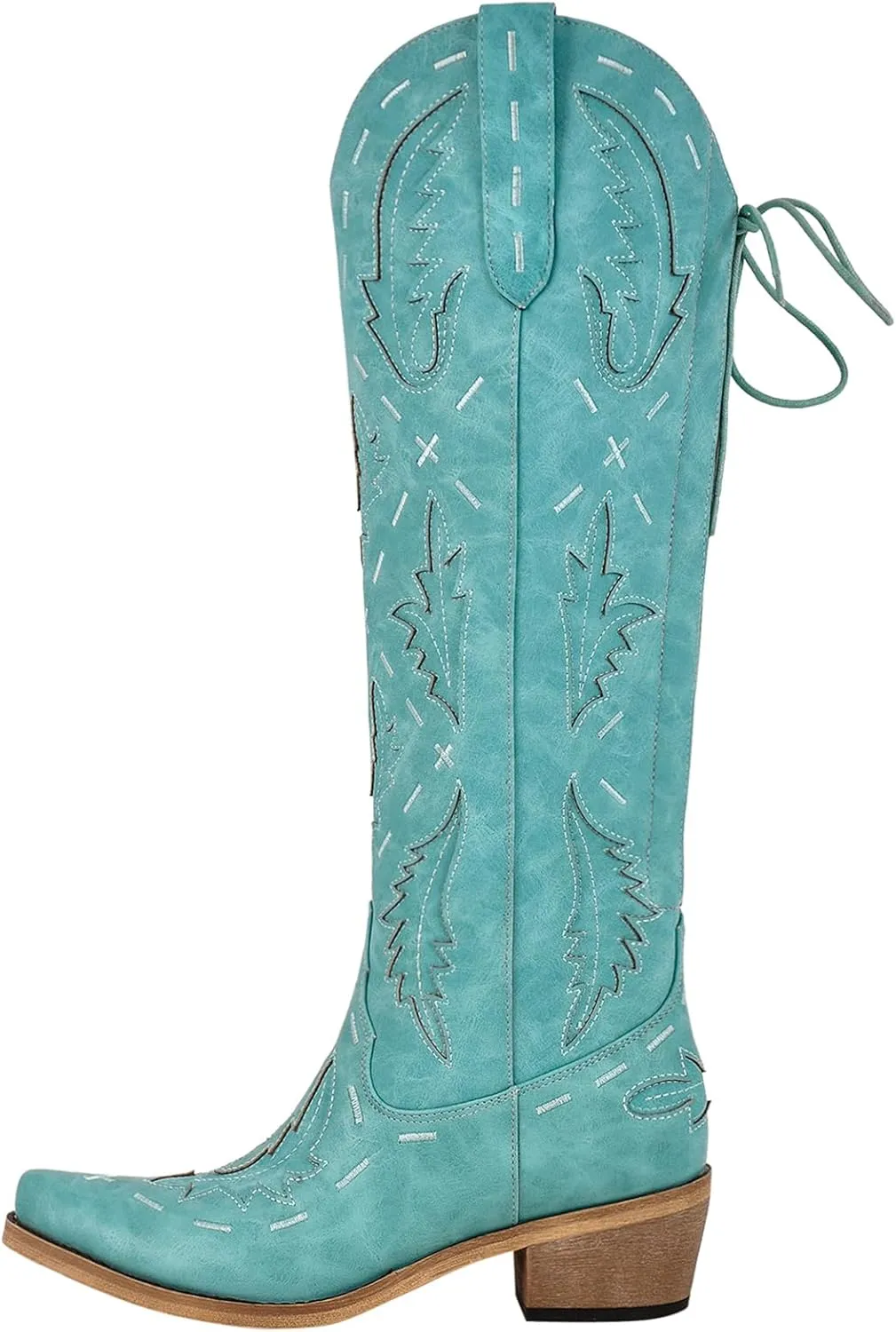 Yolkomo Cowboy Boots for Women Knee High Cowgirl Boots Lace Up