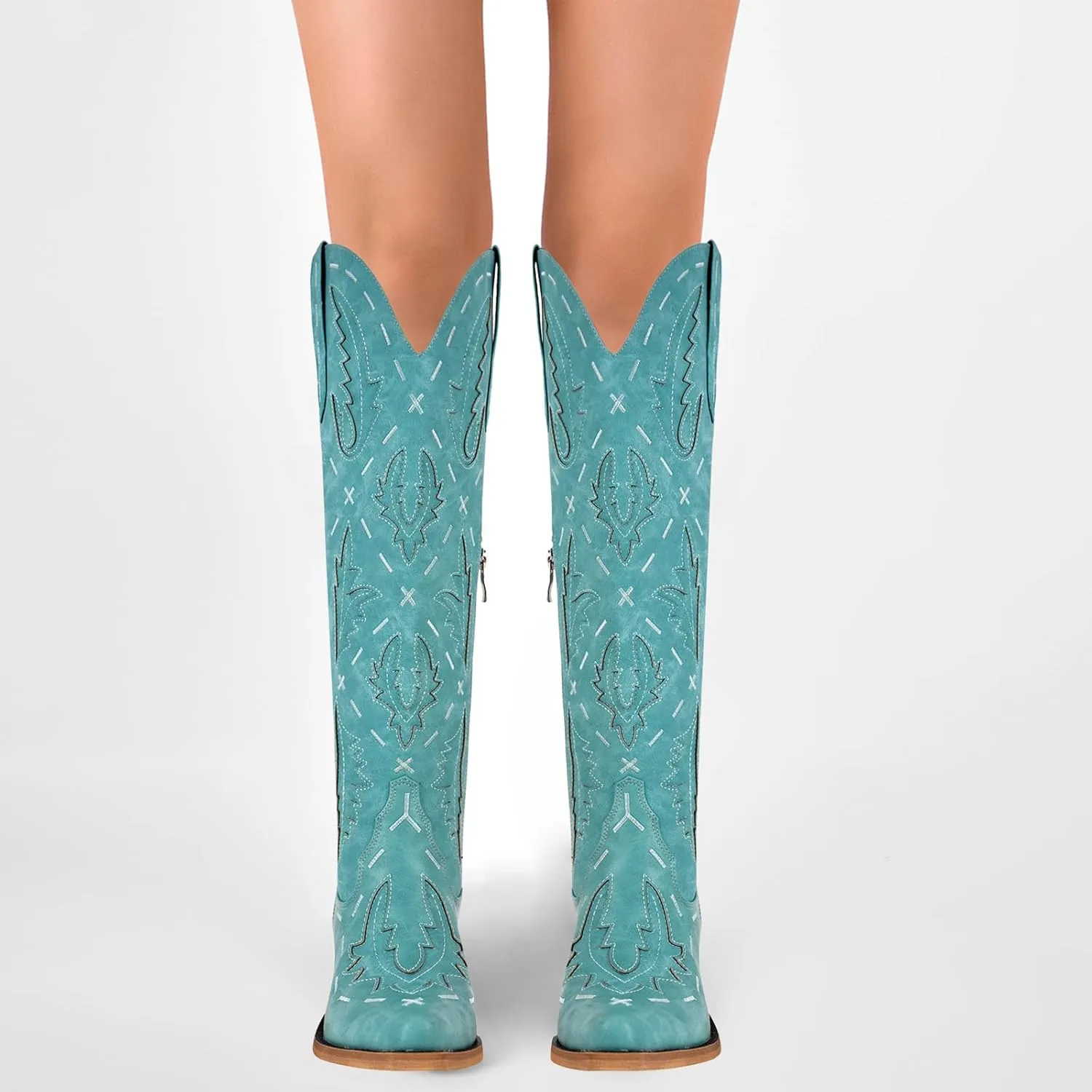 Yolkomo Cowboy Boots for Women Knee High Cowgirl Boots Lace Up