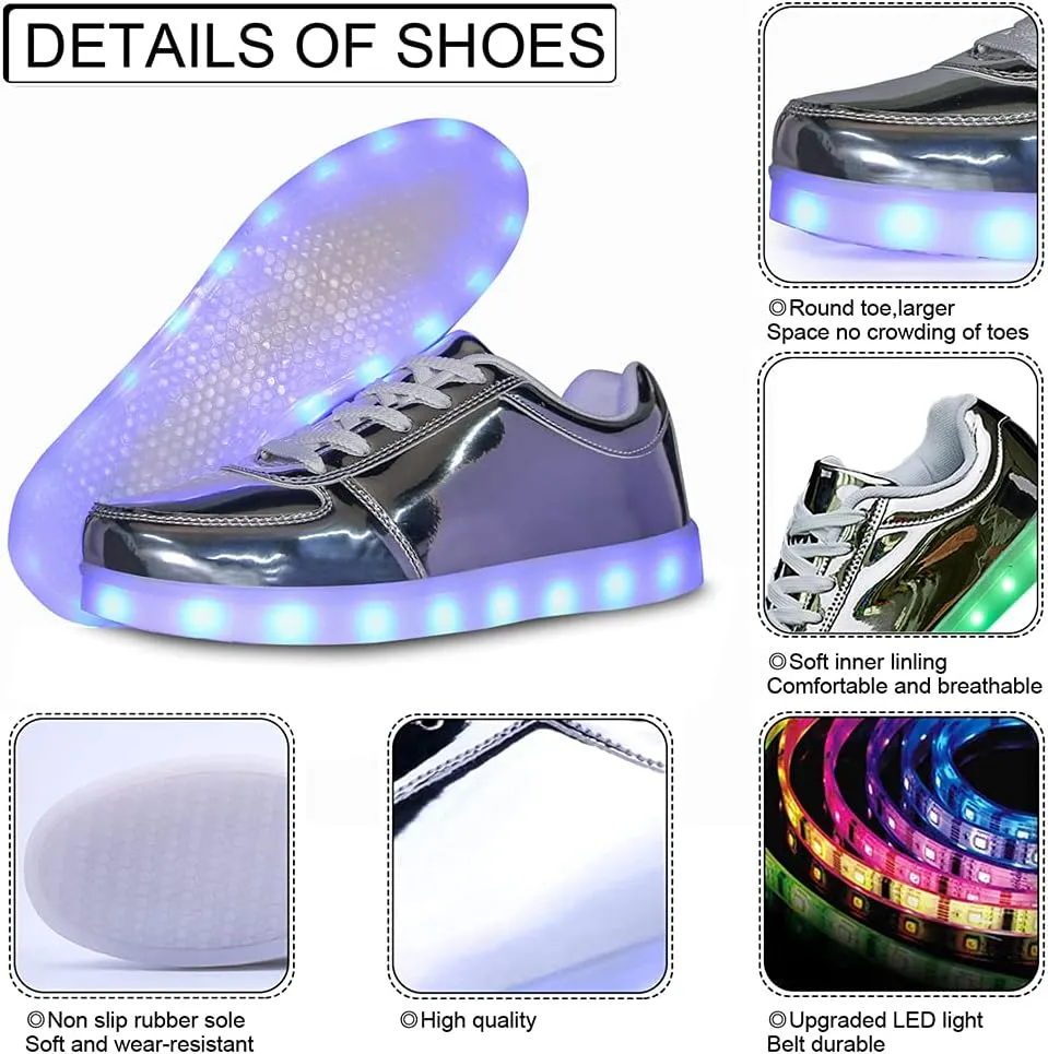 YuanRoad Unisex LED Light Up Shoes with USB Charging Glowing Luminous LED Sneakers