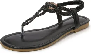 zeetoo Women's Flat Sandals Summer T-StrapThong Bohemian Casual Comfortable Dressy Sandals for Women