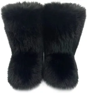 ZOSCGJMY Faux Fur Boots for Women Fuzzy Fluffy Furry Round Toe Suede Winter Snow Boots Flat Shoes
