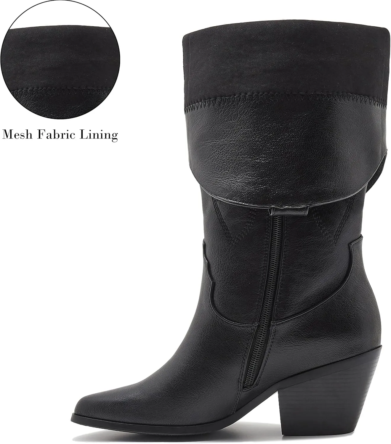 ZXHYZLZ Cowboy Boots For Women -Wide Calf Knee High Cowgirl Boots Botas Vaqueras Para Mujer Classic Embroidered Slip On Pointed Toe Thick Heel western Tall Boots Great For Country Concerts and Parties